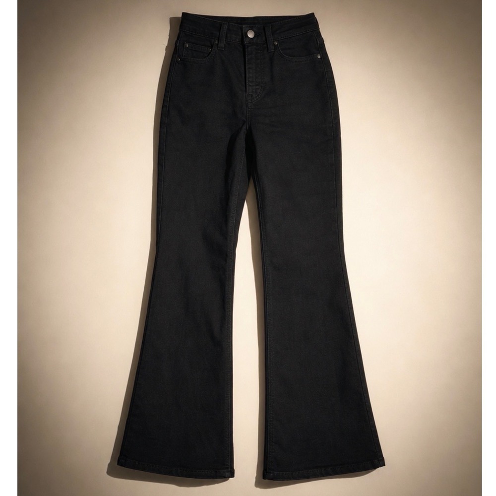 Flying Monkey Size 24 High Rise Full Length Coated Bootcut Jeans Black